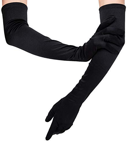 TOYMIS 54 CM Doigts Longs Coude Gants en Satin Extensible des Années 1920 - Gants D'opéra Soirée pour Femmes Filles