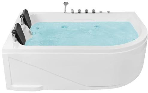 Weiße Whirlwanne mit LED-Beleuchtung SPA rechts 180 x 120 cm Calama