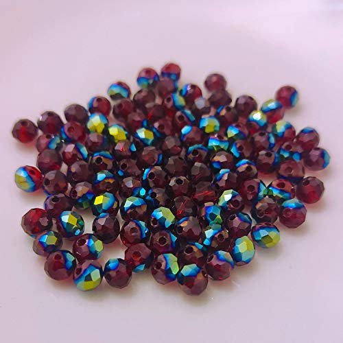 (3 mm/Bunt - Rot, Blau Grün) Glasperlen - Bastelperlen aus Glas facettiert Kristall Diamant Optik Loch Perlen zum Basteln auffädeln Armbänder Traumfänger bunt Set DIY kleine große Kinder Schmuck
