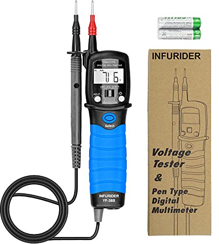 Palmare Penna Multimetro Digitale INFURIDER YF-38B Ohm Volt tester Automatica per Continuità, Diodi, Tensione AC/CC, Resistenza con Display LCD Retroilluminato(blu)