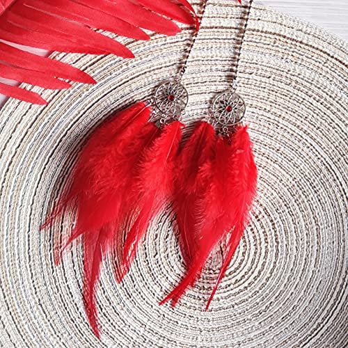 Mini Dream Catcher, kleine handgemachte Dreamcatcher Wandbehang Feder Dekoration Home Decor Auto Charms Zubehör für Geburtstag Festival Craft Geschenk (rot)