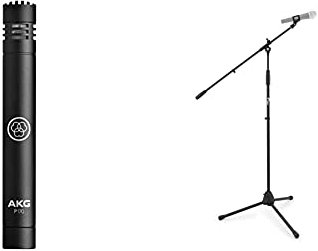 AKG P170 High-Performance Instrumental Condenser Microphone & Tiger MCA68-BK Microphone Boom Stand, Mic Stand with Free Mic Clip - Black