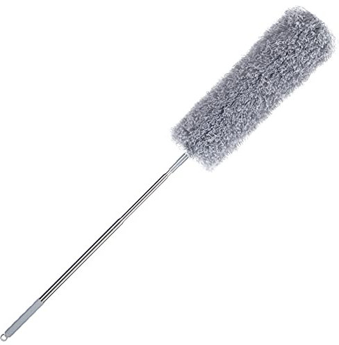 Monzana Plumeau dépoussiérant Gris en Microfibre Pliable Ajustable avec Tige télescopique en Acier Inoxydable Extensible 82-240 cm Lavable démontable