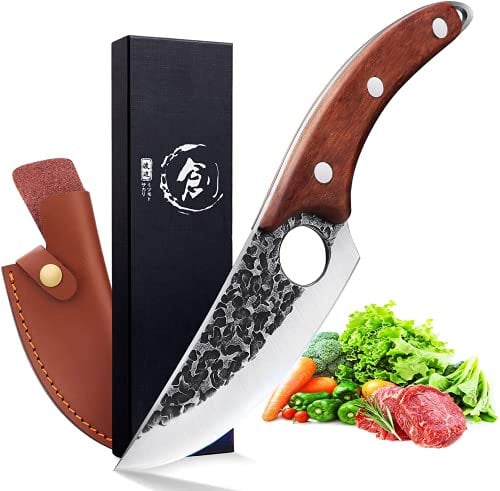 DRAGON RIOT Cuchillo de Cocina Japonés Profesional, Cuchillo de Chef Forjado a Mano, Cuchillo de Deshuesar de Hoja Entera con Caja de Regalo, al aire Libre, de Camping