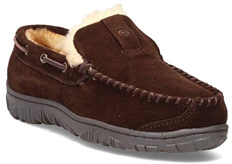 Clarks Mens Men'S Clarks, Venetian Moccasin Faux Fur Slipper, Dark Brown, 10