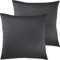 Pure Label 2er Set Mako Satin Kopfkissenbezüge 80x80 cm aus 100% Baumwolle in dunkelgrau - Traumhaft weiche Kissenbezüge passend zu unseren Bettwäsche Sets