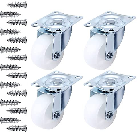 YHSWIN 4 Stück Lenkrollen für Möbel, 1,5 Zoll DIY Möbelrollen Gummirollen mit 16 Schrauben, für Werkbank Werkzeugwagen Paletten