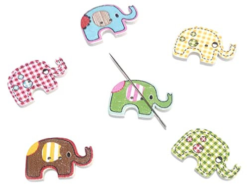 luchike 5 Stück Magnetischer Nadelmesser Niedliche Nadelhalter Magnet Nadelhalter Magnet Nadelhalter Magnetische Nadelkissen für Stickerei Kreuzstich Elefant