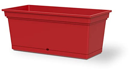 Teraplast Aqua Dimensions 78,5 cm x 38,5 cm x 34 cm – Jardinière d'extérieur en Plastique Mat, Couleur écarlate, 100% Recyclable avec réserve d'eau. Vase rectangulaire pour l'extérieur.