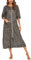 Rubeehoow Zipper Robes for Women Half Sleeve Long Housecoat with Pockets (Leopard,XXL)
