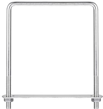 sourcing map Square U-Bolts, 2 Sets 122mm(4.8) Inner Width 160mm Length M8 304 Stainless Steel U Clamp Bolt with Nuts and Plates, for Boat Trailer