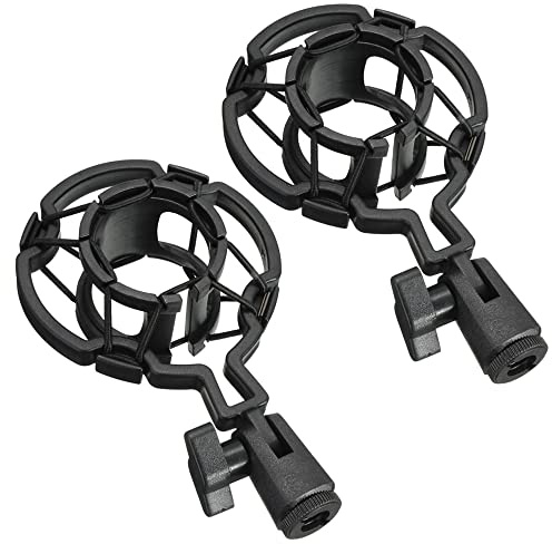 ThtRht 2 Pack Microphone Shock Mount Clip Universal Mic Shock Mounts Holder Anti-Vibration Spider Bracket for Handheld Microphone Dynamic Mic Stand Stereo Diaphragm Condenser Microphone Boom Arm