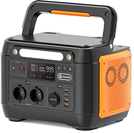 FF FlashFish Tragbare Powerstation 1030Wh,Stromgenerator Solar 1000W(2000W Spitzenleistung) Reine Sinuswelle Tragbare Generatoren,Notstromaggregat Akku mit Steckdose für Camping,Abenteuer,Notfälle