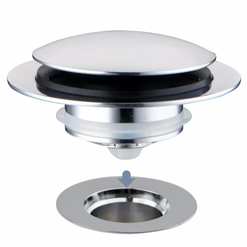 HIDROP Tub Drain Stopper, Universal Pop Up Bathtub Drain Stopper, Chrome