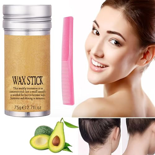 Haarwachs Stick,Wachs Stick für Haare,Wachsstift Haare,Haar Wax Stick Damen,Haarwachs Stift,Haar Styling Stick,Haar Pomade Stick für Professionellen Salon und Heimgebrauch,mit Einen Rosa Kamm,75g