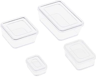 ECSiNG 4Pcs Dollhouse Food Storage Box 1/6 1/12 Scale Dollhouse Bento Box Mini Fresh Box Dollhouse Ornament for DIY Making Plastic Transparent