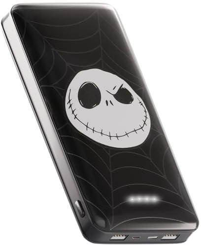Disney Tim Burton’s The Nightmare Before Christmas Jack Skellington 10,000mah Power Bank- Universally Compatible Portable Phone Charger w/USB Charging Port- Jack Skellington Gifts for NBC Fans