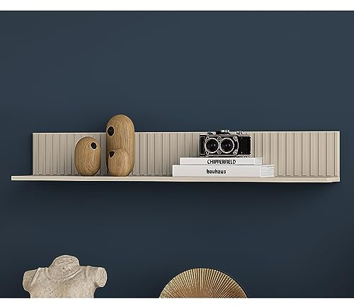 Lomadox Wohnzimmer Wandboard, 120 cm breit, in Kaschmir mit Rillenoptik, B/H/T ca. 120/18/20 cm
