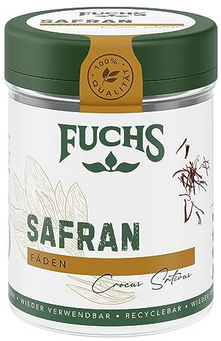 Fuchs Gewürze - Safran in Fäden - zum Würzen von Safranreis, Meeresfrüchten oder Risotto - natürliche Zutaten - 0,4 g in wiederverwendbarer, recyclebarer Dose