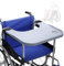 Table pour fauteuil roulant, avec support pour 2 tasses, plateau rond portable pour fauteuil roulant amovible avec porte-gobelet, pour familles handicapées (52,5 x 58 cm)