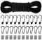 Gummiseil Gummileine 6mm - 10m, Elastisches Seil Set mit Spiralhaken, Karabinerhaken, Alu Seilklemmen, Gummischnur Elastisches Expanderseil für Segeln, Camping, Plane, Anhänger, DIY - Schwarz