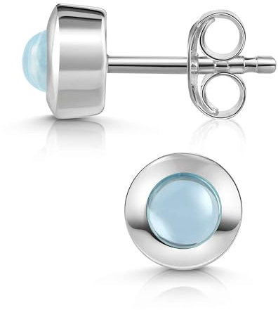 Materia Ohrstecker Silber 925 Blautopas Edelstein rund SO-207-Blautopas