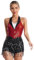 iiniim Damen Latein Tanzkleid Glitzer Ballettkleid Pailletten Fransen Jumpsuit Overall Jazz Tanzkleidung Ballsaal Show Performance Tanzkostüm Rot M