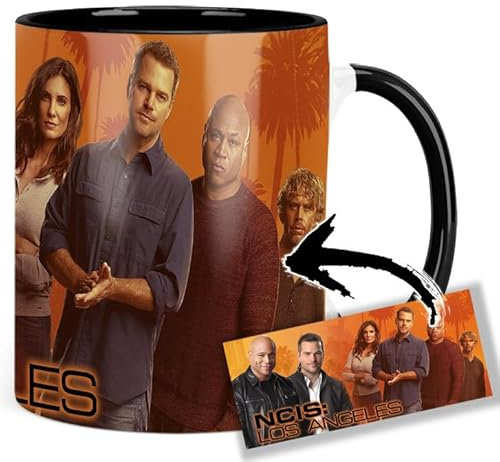 NCIS Los Angeles Chris O'donnell Ll Cool J Daniela Ruah Eric Christian Olsen Tasse Innen & Henkel Schwarz Keramikbecher Mug