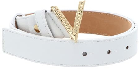 VALENTINO Hampton Plaque Buckle Belt W85 Bian/Oro - kürzbar