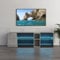 Mondeer TV Unit, TV Stand Cabinet with Led Lights 5 Open Compartments and 1 Door, for 55inch TVs, for Living Room Bedroom, W140 x H45 x D37.5 cm, Black and Grey