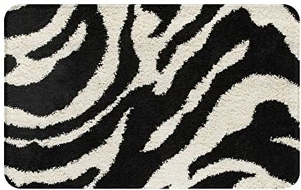AUBKFELD Fußmatte mit Zebra-Muster, 80 x 49 cm, Flanell, rutschfest, für Hauseingänge und haustierfreundliche Räume