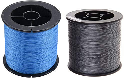 Fcuajdkq 2 pezzi 500 m 13,6 kg 0,26 mm da pesca in PE intrecciato 4 fili, blu e grigio