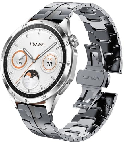 DEALELE Armband Kompatibel mit Samsung Galaxy Watch 46mm / Galaxy 3 45mm, 22mm Iron Man Edelstahl Metall Armbänder für Huawei Watch GT5 / GT5 Pro / 4/3 Pro / GT4 / GT3 / GT2 46mm, Titan