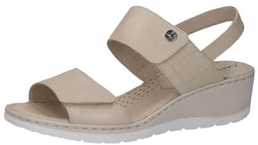 CAPRICE Damen Sandalen mit Absatz aus Leder Wedge, Beige (Pearl Nappa), 37 EU