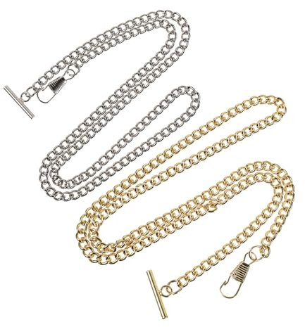 DEARMAMY 2stücke Bar Taschenuhrkette Aus Eisen Kette Für Taschenuhr Kleiderkette Zubehör Mit Karabinerverschlüssen