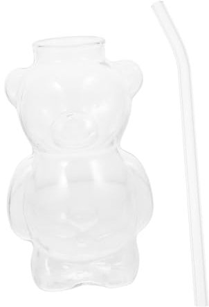 CONGARTENO 1 Satz Bärenglas-Wasserbecher Cartoon-Tasse Trinkglas Milchglasbecher Saftbärenflasche Outdoor-Glaswaren Wasserbecher für Zuhause klare Wassergläser Transparent Wiederverwendbar
