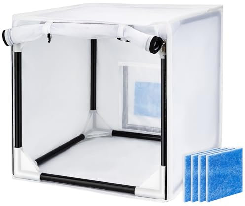 Airbrush Paint Spray Booth,with Filter & Curtain 15 inch Portable Spray Paint Booth Tool, Tool for DIY Projects, White (15inch)