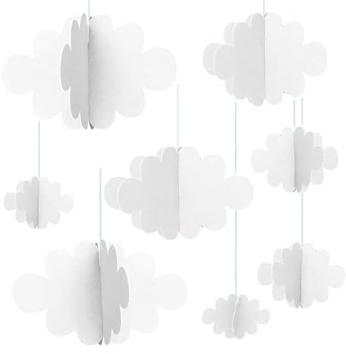 BEPSYOM 16 Stück 3D Wolke Hängende Dekorationen, Gefälschte Wolken für Decke, Künstliche Wolken Requisiten, Wolken Ornamente für Kinderzimmer, Babytaufe, Party, Hochzeit, Bühnendekor
