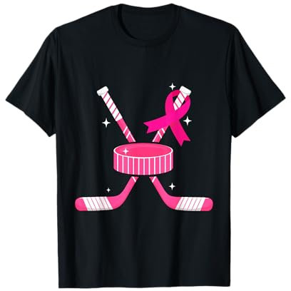 Eishockey Pink Ribbon Brustkrebs Bewusstsein Survivors T-Shirt