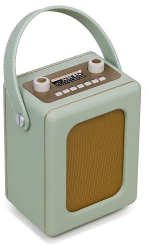 DAB Radio Portable 20hr Play | Retro DAB+ Radio with Bluetooth | Mains and Battery | Dual Alarms Clock | FM,60 Presets, Headphone Jack | Kitchen Radio | LEMEGA CR9 Green