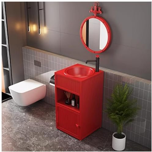 Mobiletto da bagno in stile industriale con rubinetto e scarico, mobiletto da bagno autoportante sotto il lavandino
