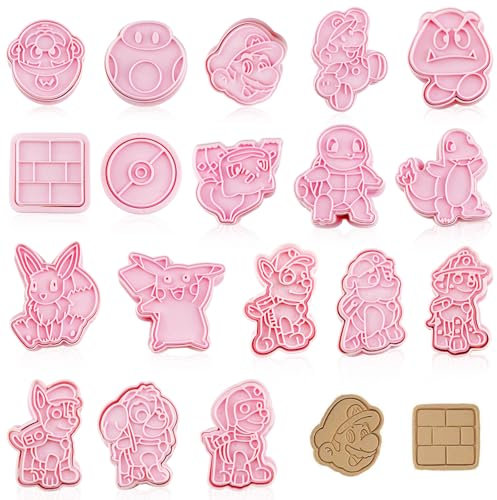 BITEFU 18 cortadores de galletas, cortadores de galletas rosas, incluidos súper hermanos, elfos, patrulla canina, para hacer galletas, bocadillos para mascotas, ositos de goma, decoración de pasteles
