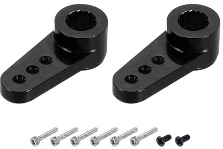 QUARKZMAN 2 Stück Aluminium Servo Horn 15T Servo Horn Lenkung Kurzer Arm 17,5mm Länge Schwarz Geeignet für DIY RC Auto/Boot/Flugzeuge Boot Modell Zubehör mit Schrauben