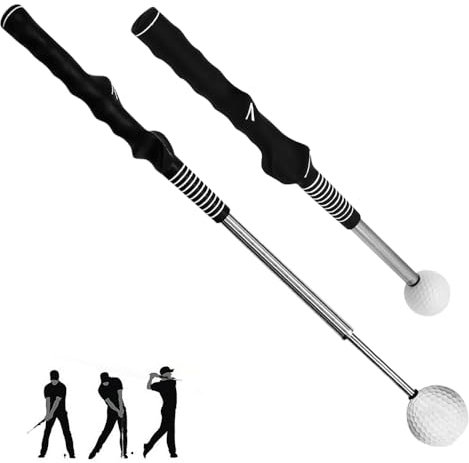 CJBIN Golf Wing Training Aid, Retractable Golf Training Aids, Telescopic Golf Swing Trainer for Warm-up, Golf Swing Practice Stick for Chipping Hitting Strength, Tempo, Correcting Gesturer Training