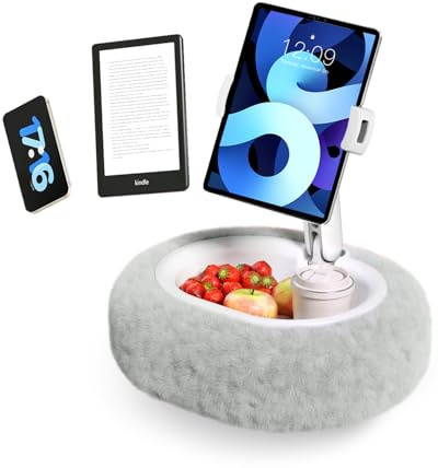 SupeDesk Tablet Stand Pillow for Bed, Adjustable Tablet Stand with Detachable Snack Bowl, Phone Stand for Bed, Kindle Holder, iPad Holder, Tablet Holder for Reading, Watching Videos and Streaming