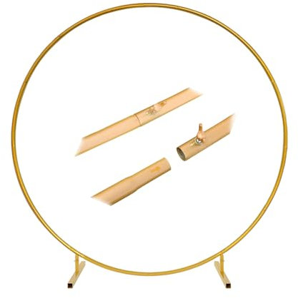 KUANGGE Support de Toile de Fond Rond en métal pour Arche de Ballons, Cadre d'arche de Mariage Circulaire avec Base, Guirlande de Ballons pour pergolas de Jardin, pour cérémonie, Anniversaire, fête