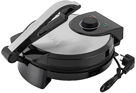 Qussse 1200W Roti Maker - 26cm Tortilla Presse mit Antihaftbeschichtung, Doppelseitige Heizung, Temperatur einstellbar, für Tortillas Tacos