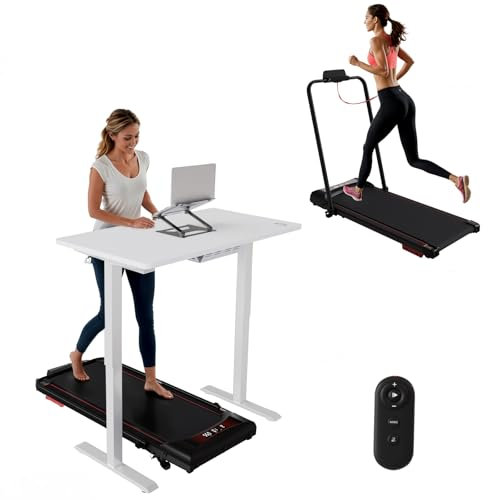 Devoko Laufband für Zuhause, Klappbar mit verstellbaren Armlehnen, 3-in-1 Walking Pad,Walking Pad mit 5% Steigung, Fernbedienung, LED-Display, Gehen, Joggen, Laufen fürs Homeoffice