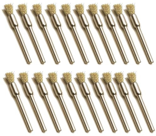 20PCS Brass Wire Brushes,Small Cleaning End Brushes Pen 3x5mm Removes Burrs, Dust, and Oxide Layer, Metal Rust Removal, Cleaning, and Polishing Rotary Tools