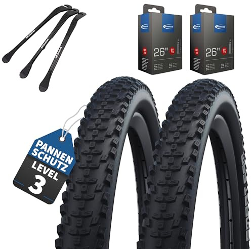 2er Set Schwalbe Fahrradreifen Smart Sam K-Guard HS624, 26 Zoll x 2.10 Zoll (54-559), auswählbar mit Schläuchen AV/DV/SV/Ohne + 3 MSZweirad Reifenheber